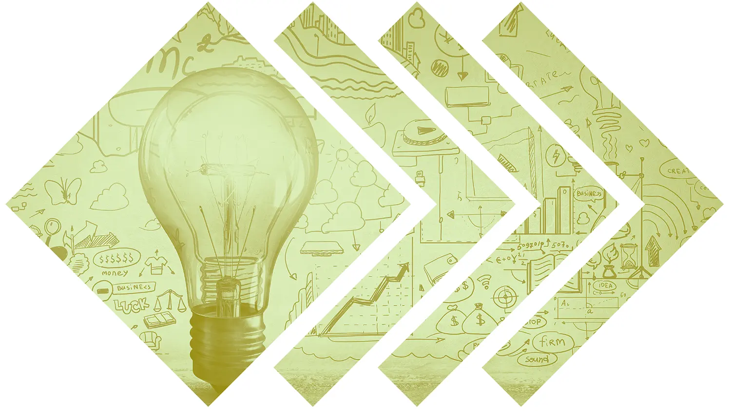 Image of a lightbulb and various sketches of business icons representing developing a strong marketing strategy.