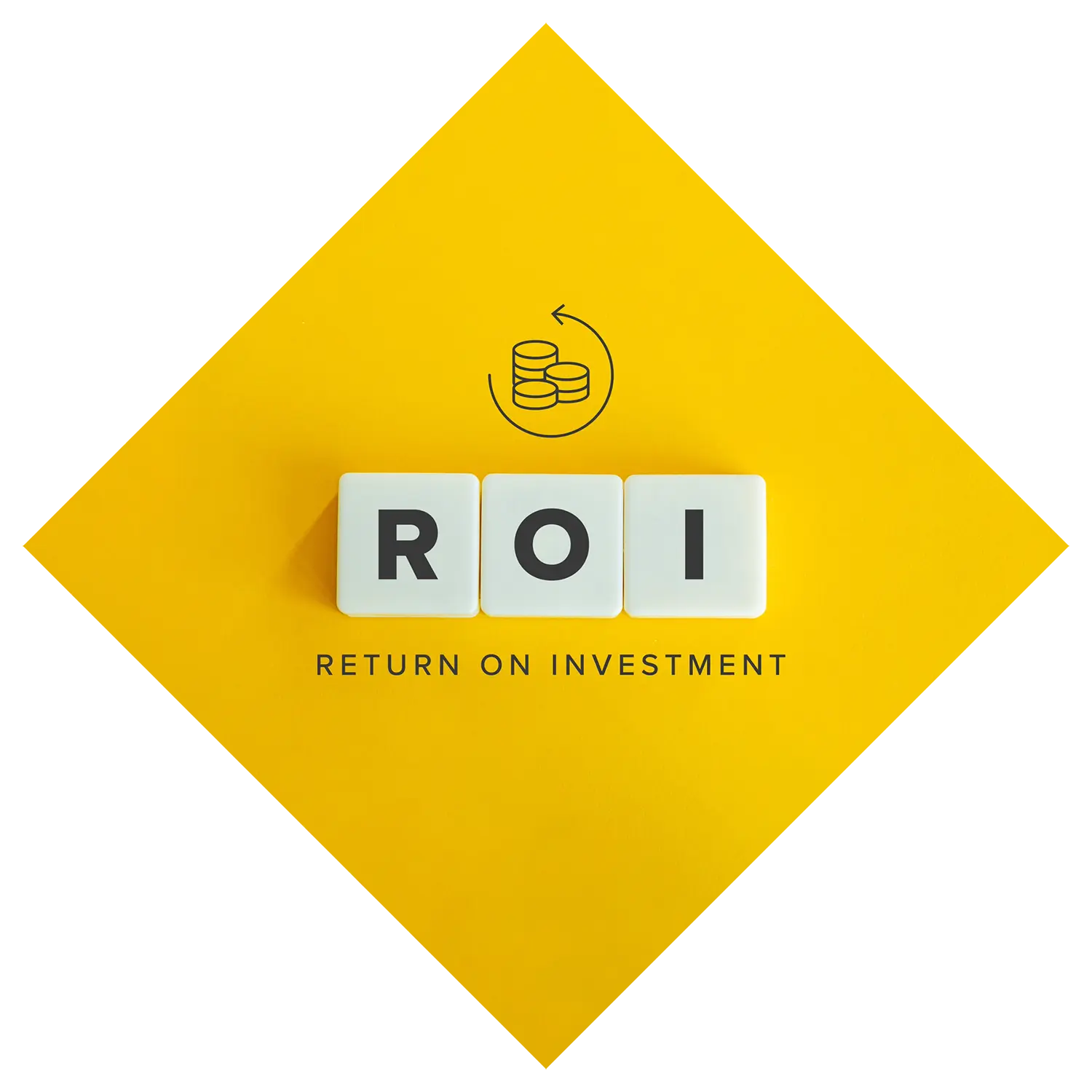 Image of blocks lined up reading ROI (return on investment)